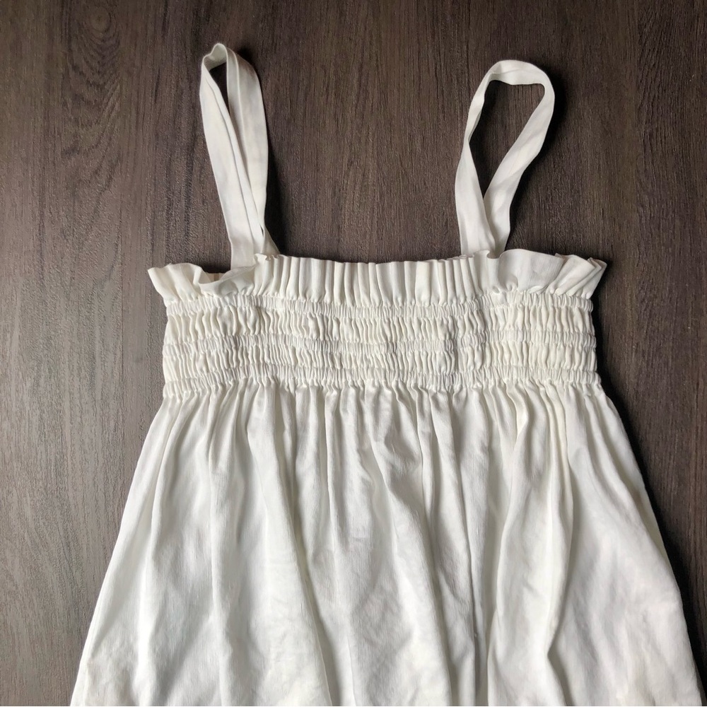 AVAVAV Smocked Midi Dress Size S White Avant-Garde Streetwear Farmhouse Peasant - Picture 3 of 9
